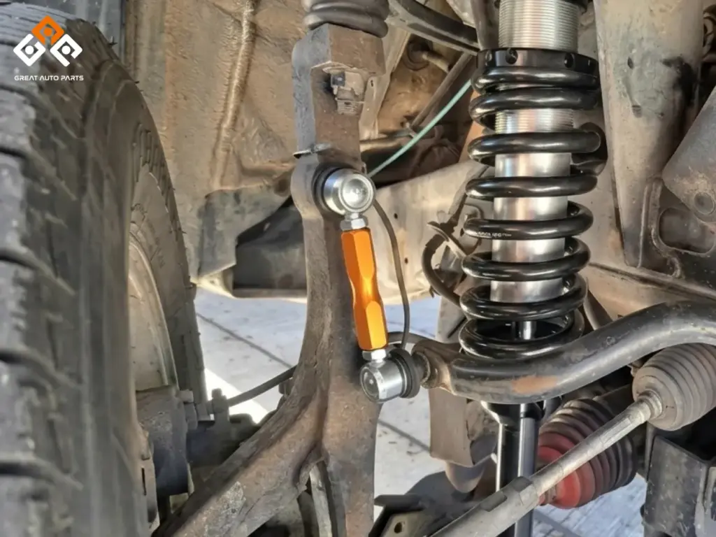 Adjustable Sway Bar Links Installed-Toyota Tacoma Front Suspension Upgrade-Great Auto Parts-orange