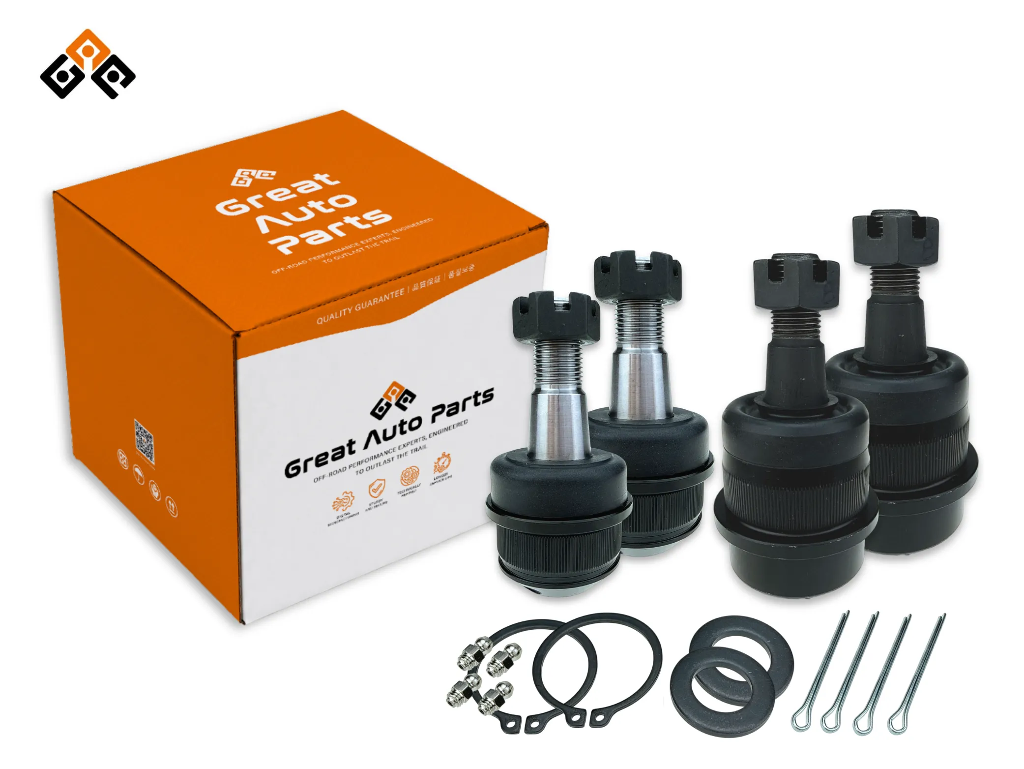 Heavy-duty front greasable ball joint kit including 2 upper and 2 lower ball joints for Jeep 4x4 suspension upgrade-BJJP-KIT402-4P-Great Auto Parts