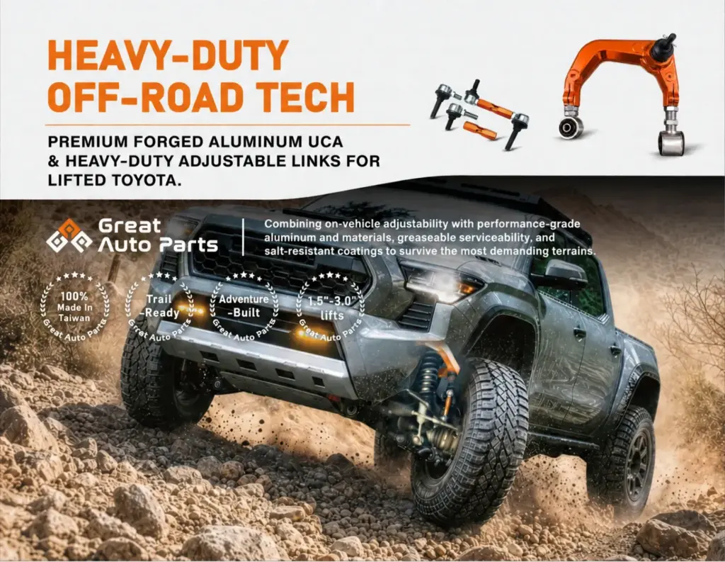 Premium forged aluminum UCA & heavy-duty adjustable links for lifted Toyota-Great Auto Parts